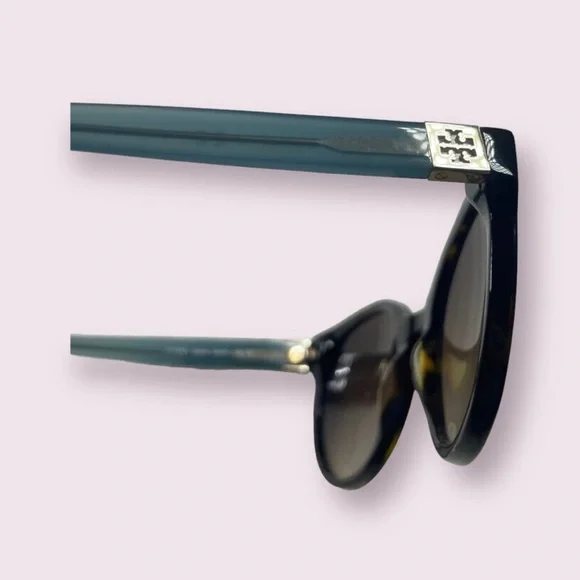 Tory Burch Sunglasses TY 7079 Round Blue Tortoise Frames Gold Logo - Picture 5 of 7